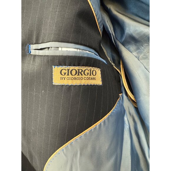 Giorgio Cosani Mens Black Pinstripe Suit Jacket 3-Button Blazer 42R - Picture 6 of 10